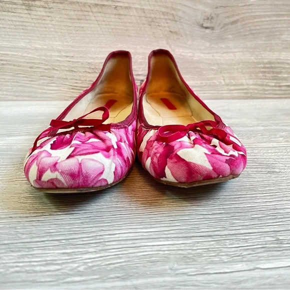 Longchamp Darshan bright pink signature floral ballet flat in size 41 - Picture 5 of 13